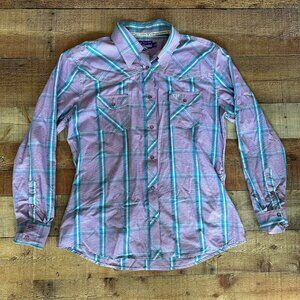 Cowgirl Hardware Womens Purple Plaid Long-Sleeve Western Shirt Size M